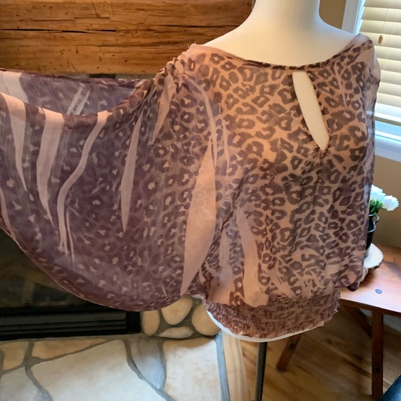 Marciano Batwing Animal Print Sheer Top (NWT) - Picture 3 of 11